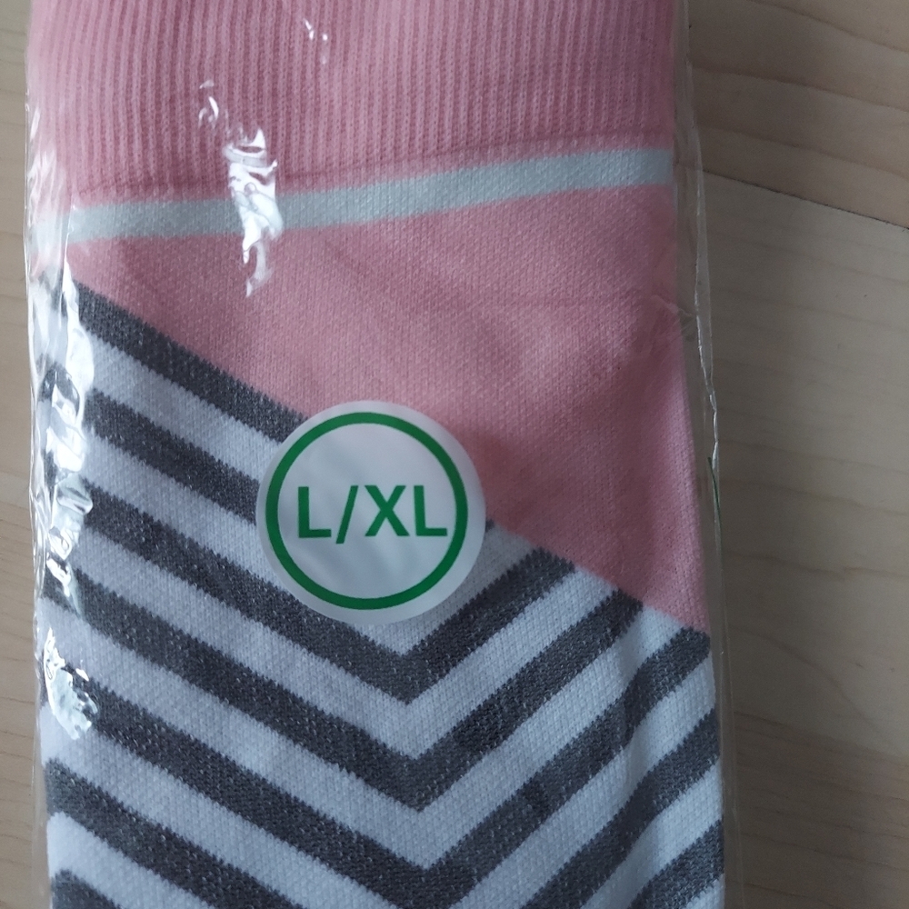 Pink Multicolored Compression Socks. Fits Size L. # 0038 - Picture 2 of 5